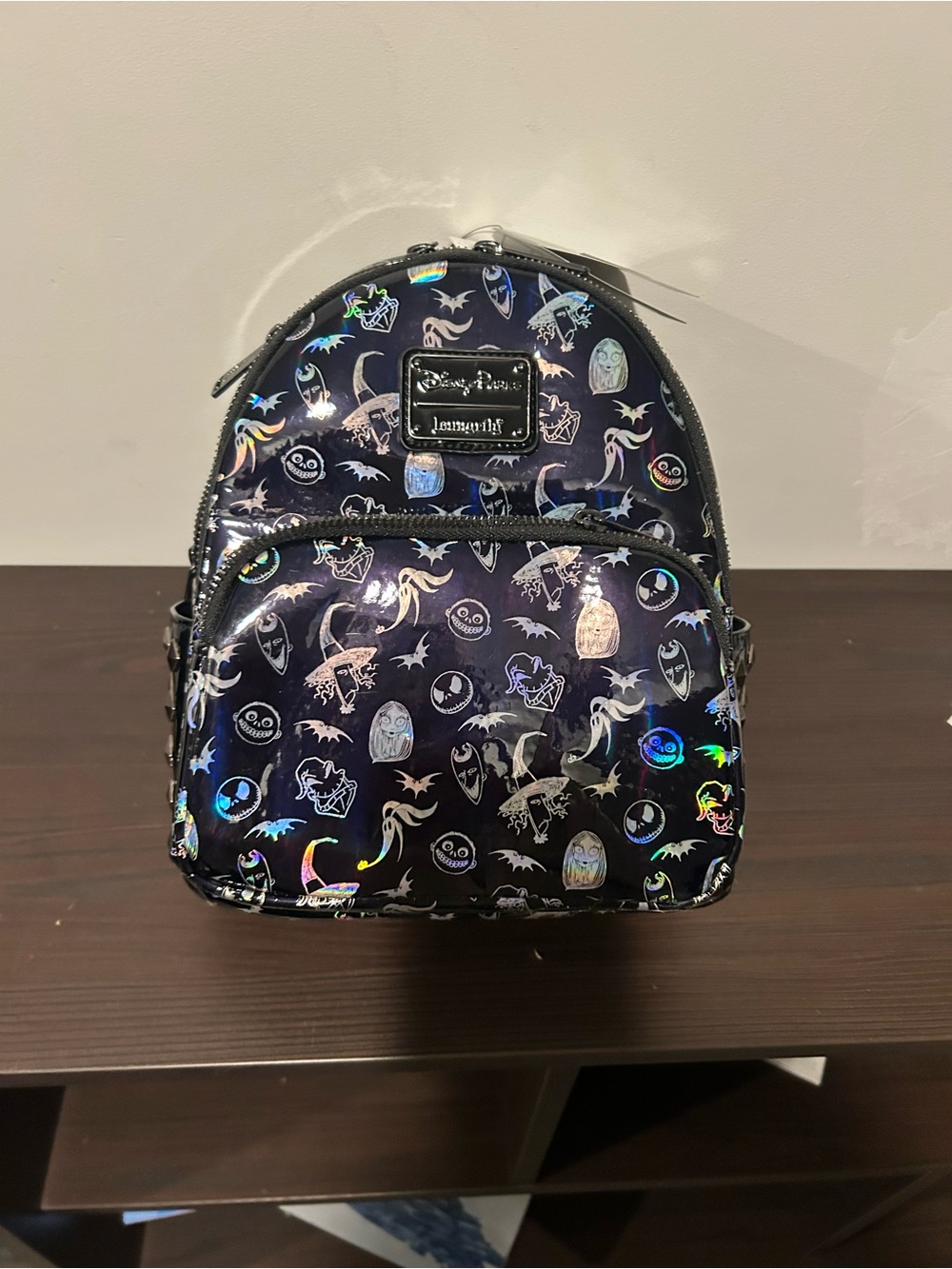 Disney Parks Loungefk Black Holographic Nightmare Before Christmas Mini Backpack